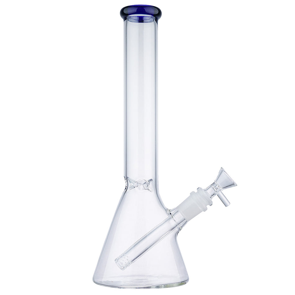 (WATER PIPE) 12" CLEAR BEAKER WITH COLOR ACCENT - BLUE