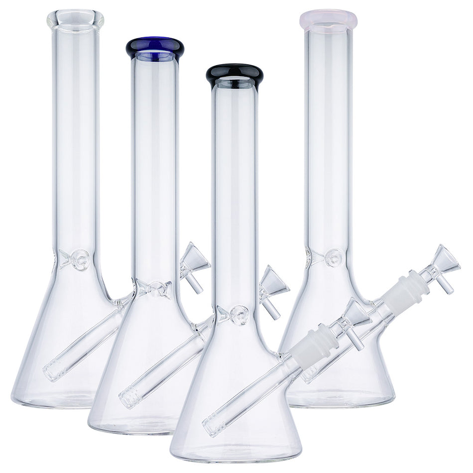 (WATER PIPE) 12" CLEAR BEAKER WITH COLOR ACCENT - BLUE