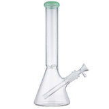 (WATER PIPE) 12" CLEAR BEAKER WITH COLOR ACCENT - JADE GREEN