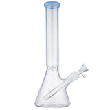 (WATER PIPE) 12" CLEAR BEAKER WITH COLOR ACCENT - JADE BLUE