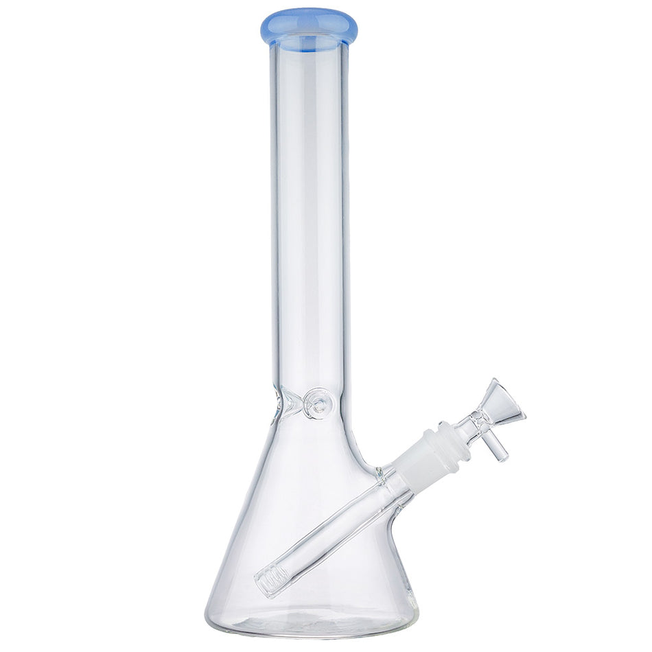(WATER PIPE) 12" CLEAR BEAKER WITH COLOR ACCENT - JADE BLUE
