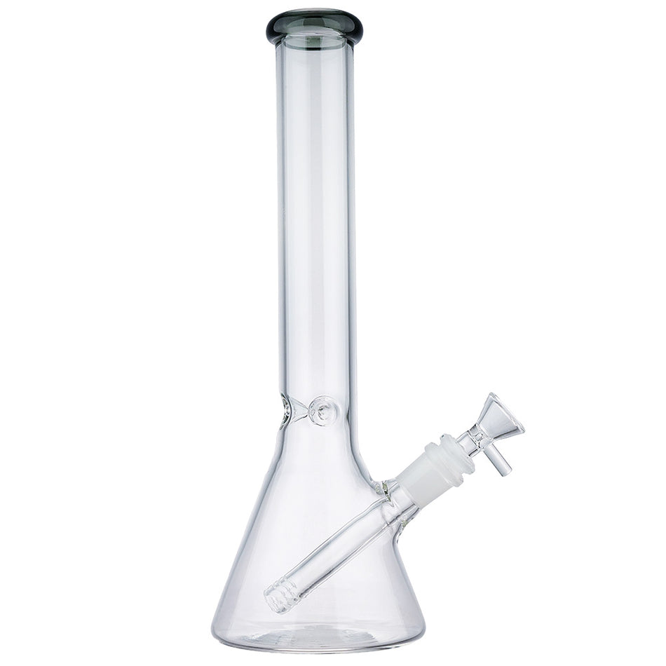 (WATER PIPE) 12" CLEAR BEAKER WITH COLOR ACCENT - GREY