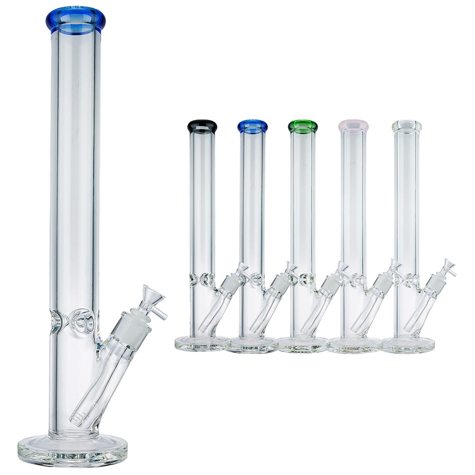 (WATER PIPE) 18" 9MM THICK STRAIGHT - CLEAR BLUE