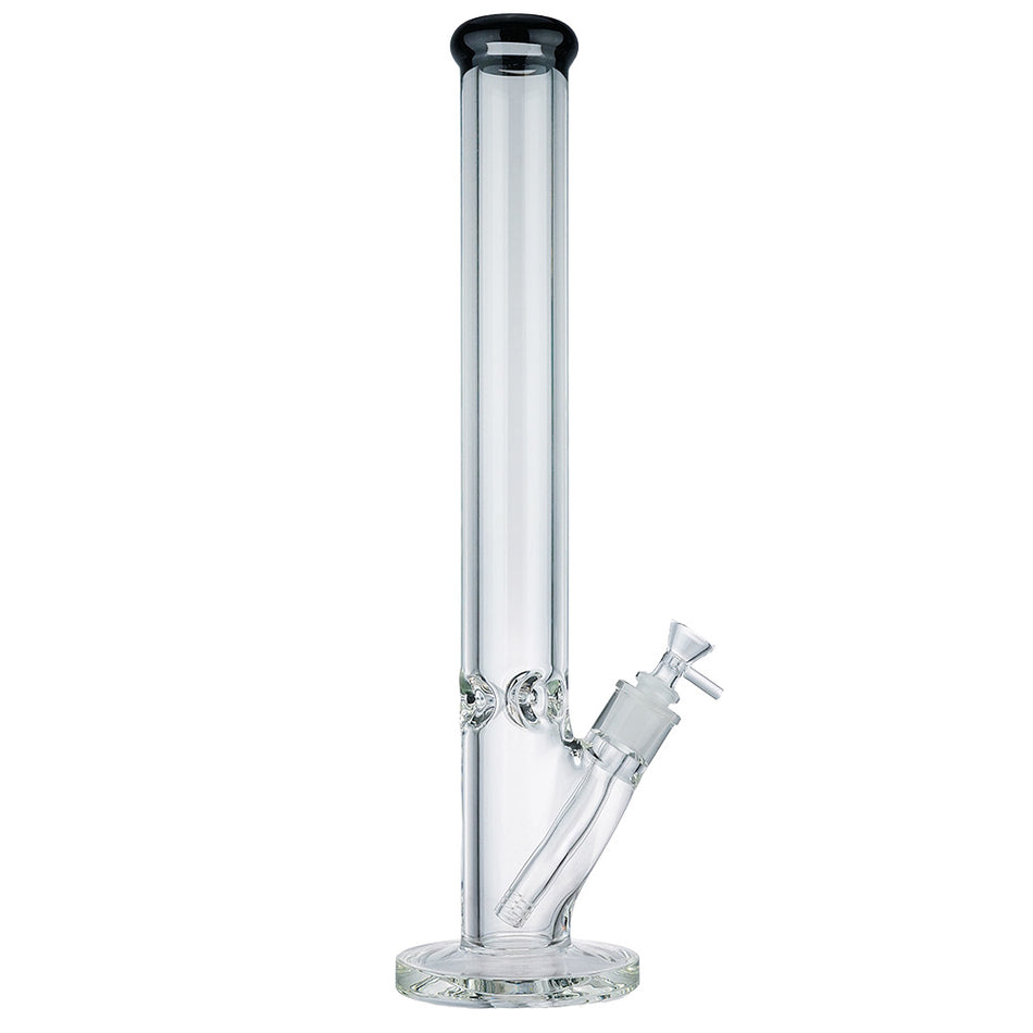 (WATER PIPE) 18" 9MM THICK STRAIGHT - CLEAR BLACK