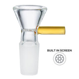 (BOWL) 14mm HONEYCOMB CONE BOWL WITH COLOR HANDLE - AMBER