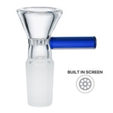 (BOWL) 14mm HONEYCOMB CONE BOWL WITH COLOR HANDLE - BLUE