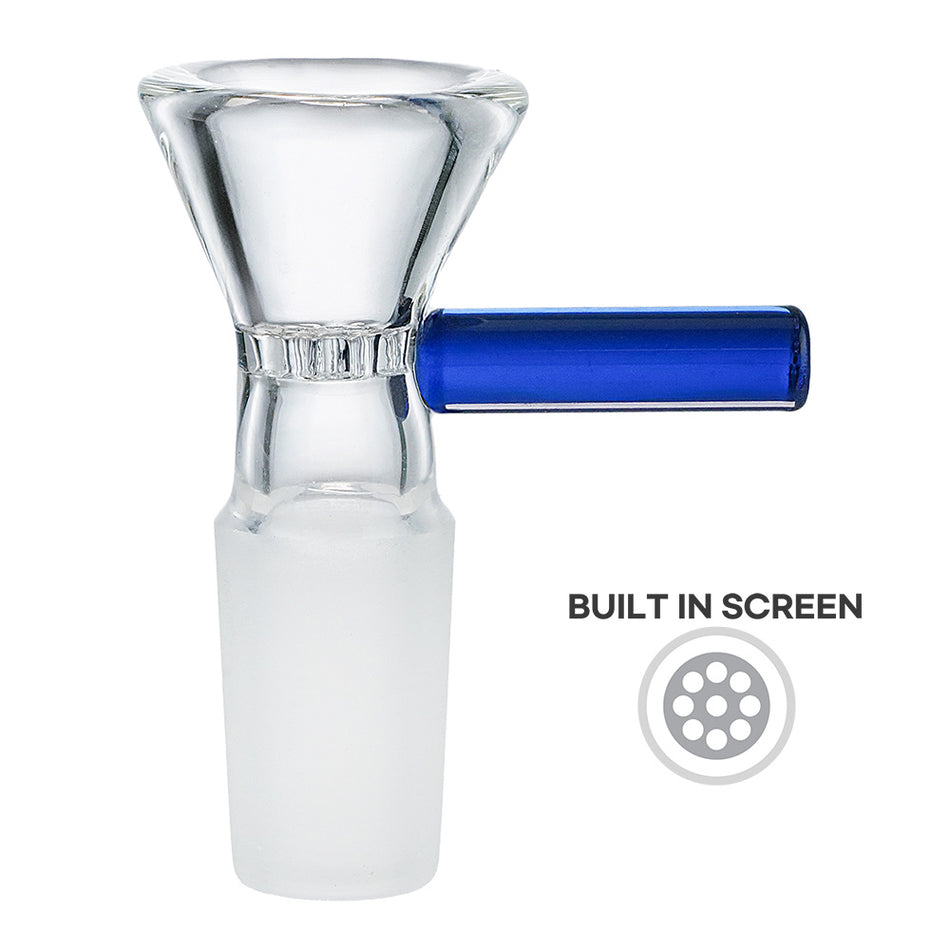 (BOWL) 14mm HONEYCOMB CONE BOWL WITH COLOR HANDLE - BLUE