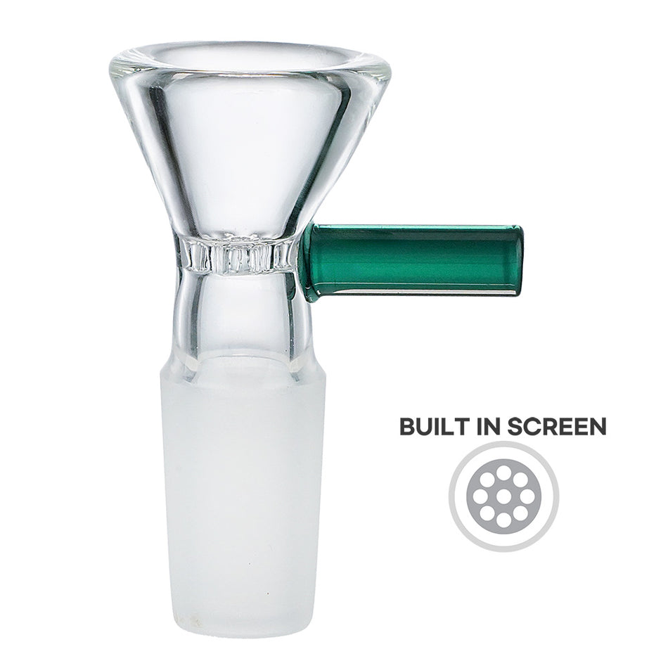 (BOWL) 14mm HONEYCOMB CONE BOWL WITH COLOR HANDLE - GREEN