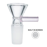 (BOWL) 14mm HONEYCOMB CONE BOWL WITH COLOR HANDLE - PINK
