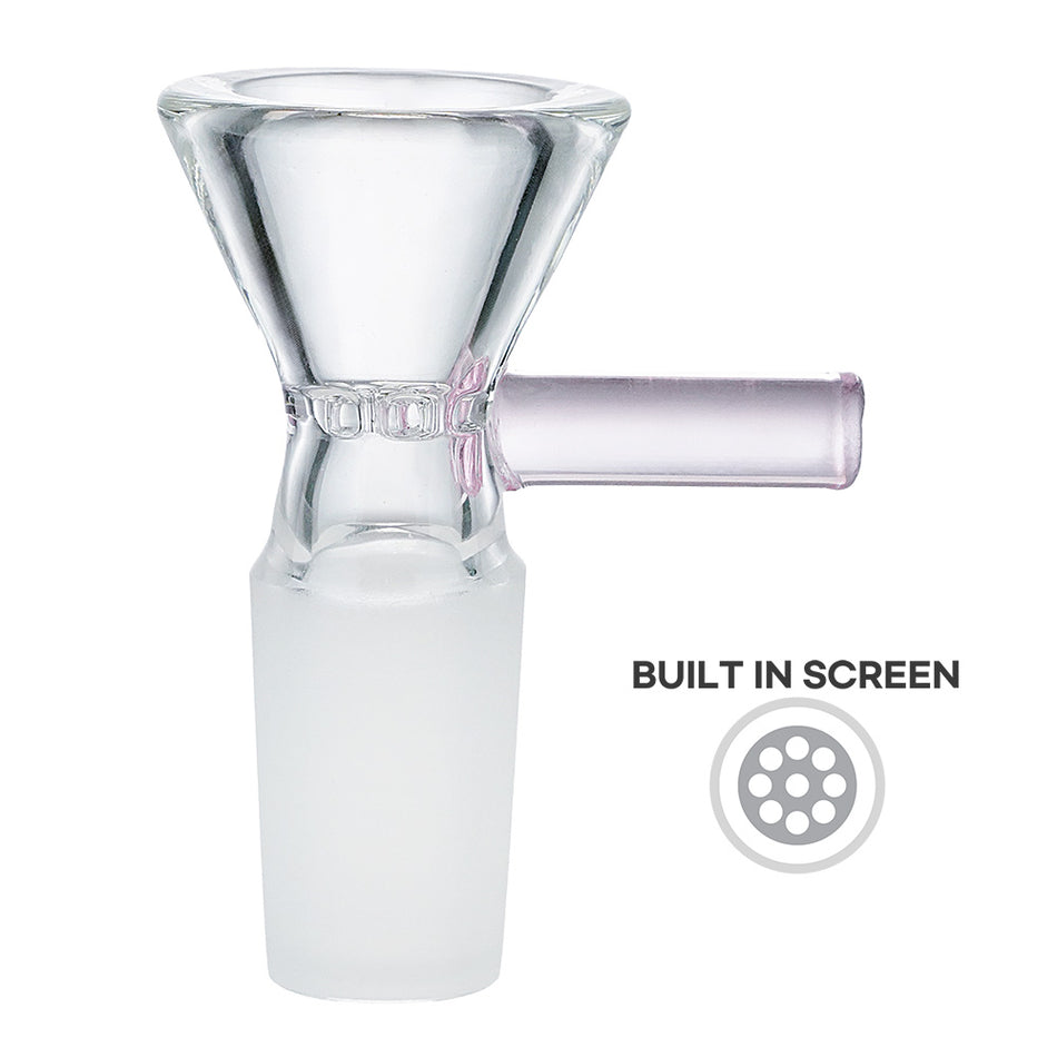 (BOWL) 14mm HONEYCOMB CONE BOWL WITH COLOR HANDLE - PINK
