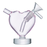 (WATER PIPE) 3.2" LOVE HEART - CLEAR PINK