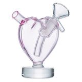 (WATER PIPE) 3.2" LOVE HEART - CLEAR PINK