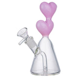 (WATER PIPE) 7" DOUBLE HEART - MILK PINK