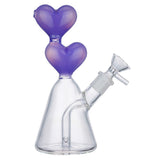 (WATER PIPE) 7" DOUBLE HEART - MILK PURPLE