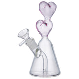 (WATER PIPE) 7" DOUBLE HEART - PINK