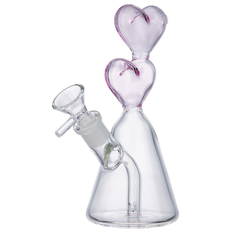 (WATER PIPE) 7" DOUBLE HEART - PINK