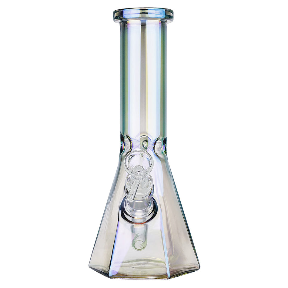 (WATER PIPE) 10" HEXAGON - CLEAR GREEN RAINBOW