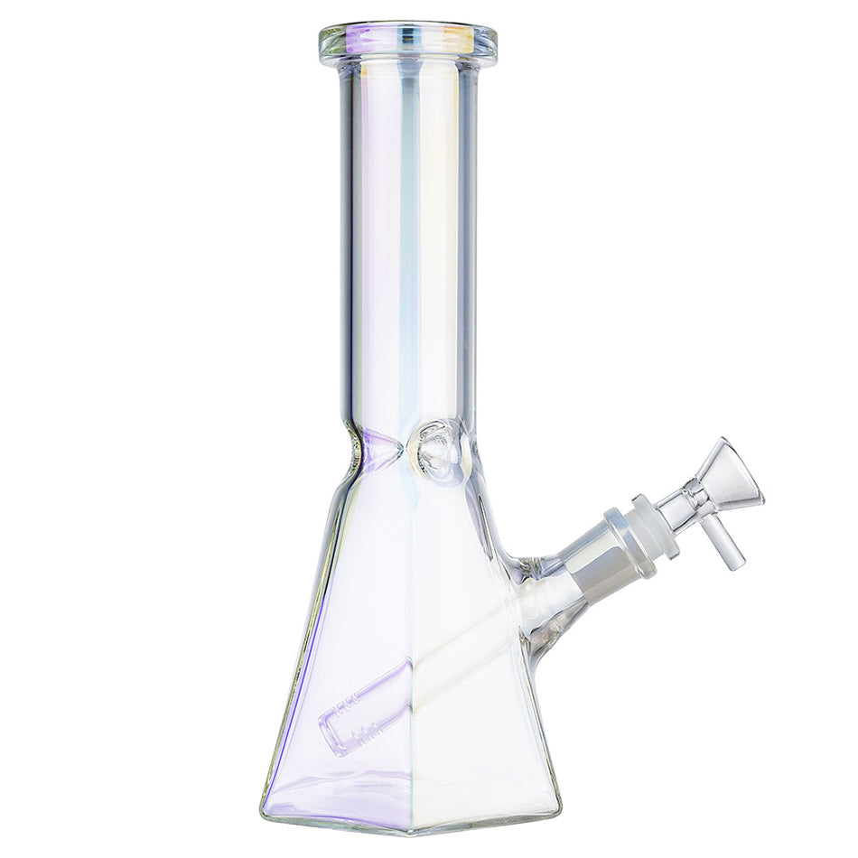 (WATER PIPE) 10" HEXAGON - CLEAR RAINBOW