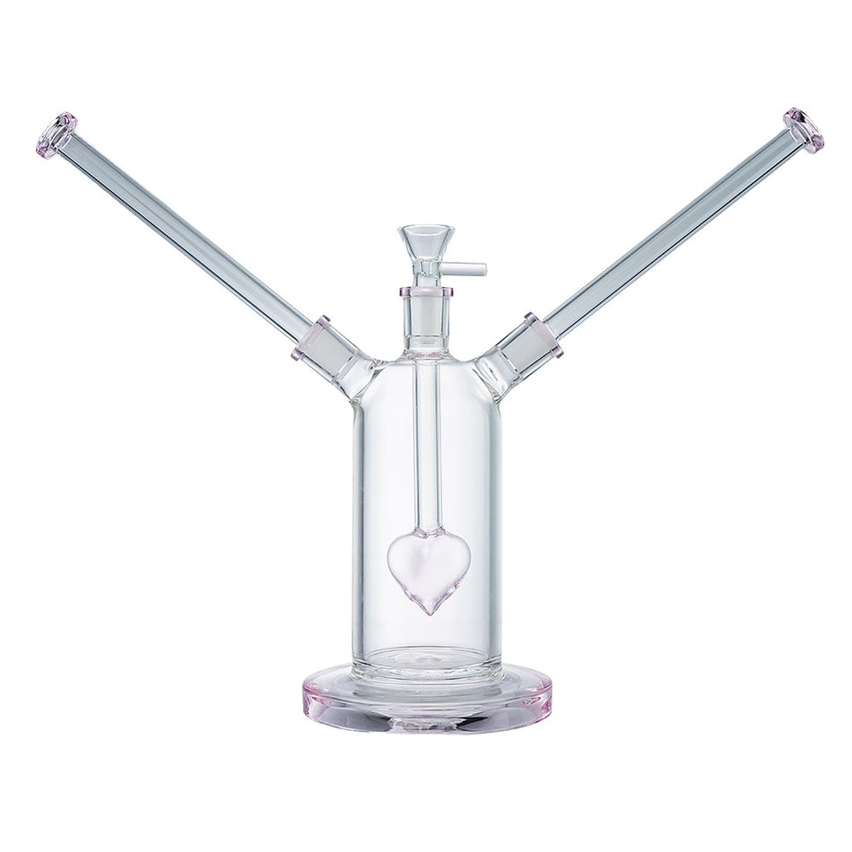 (WATER PIPE) 7" DOUBLE CRUSH - CLEAR PINK