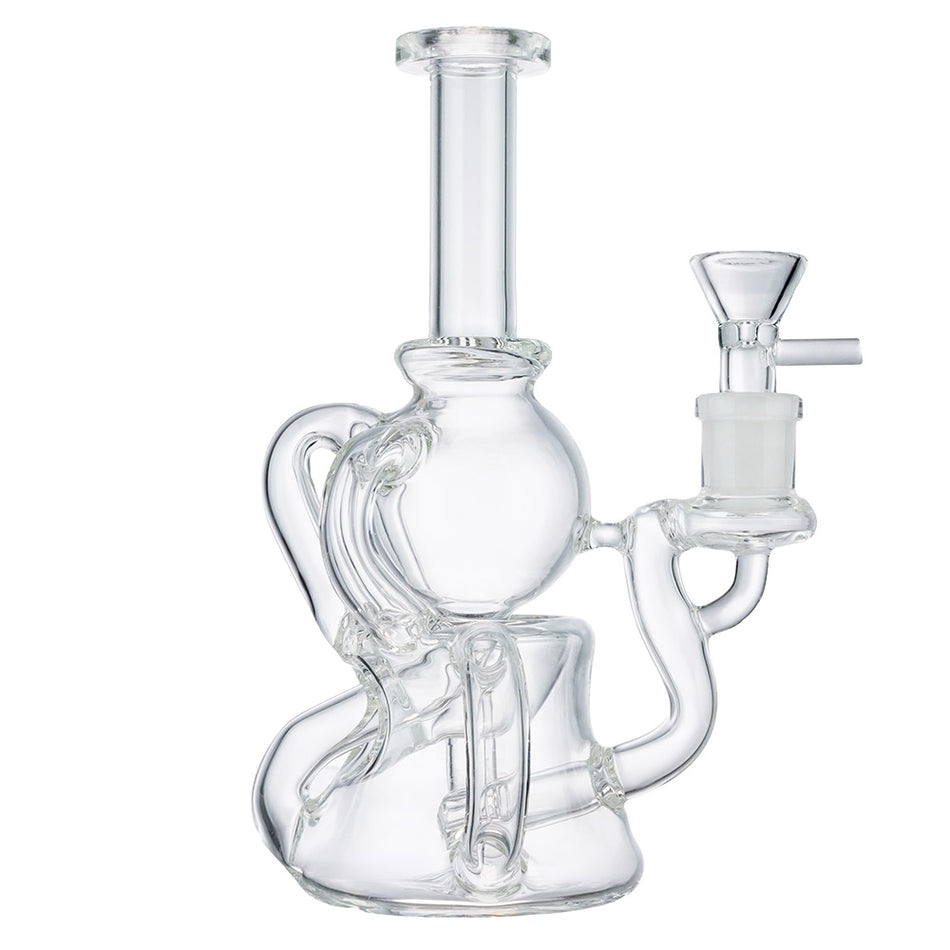 (WATER PIPE) 8" HIGH END "SIX JOINT RECYCLER" - CLEAR