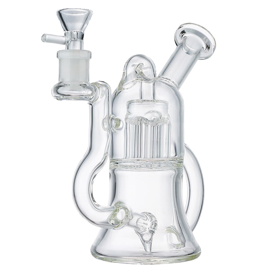 (WATER PIPE) 8" HIGH END "TREE PERC RECYCLER" - CLEAR