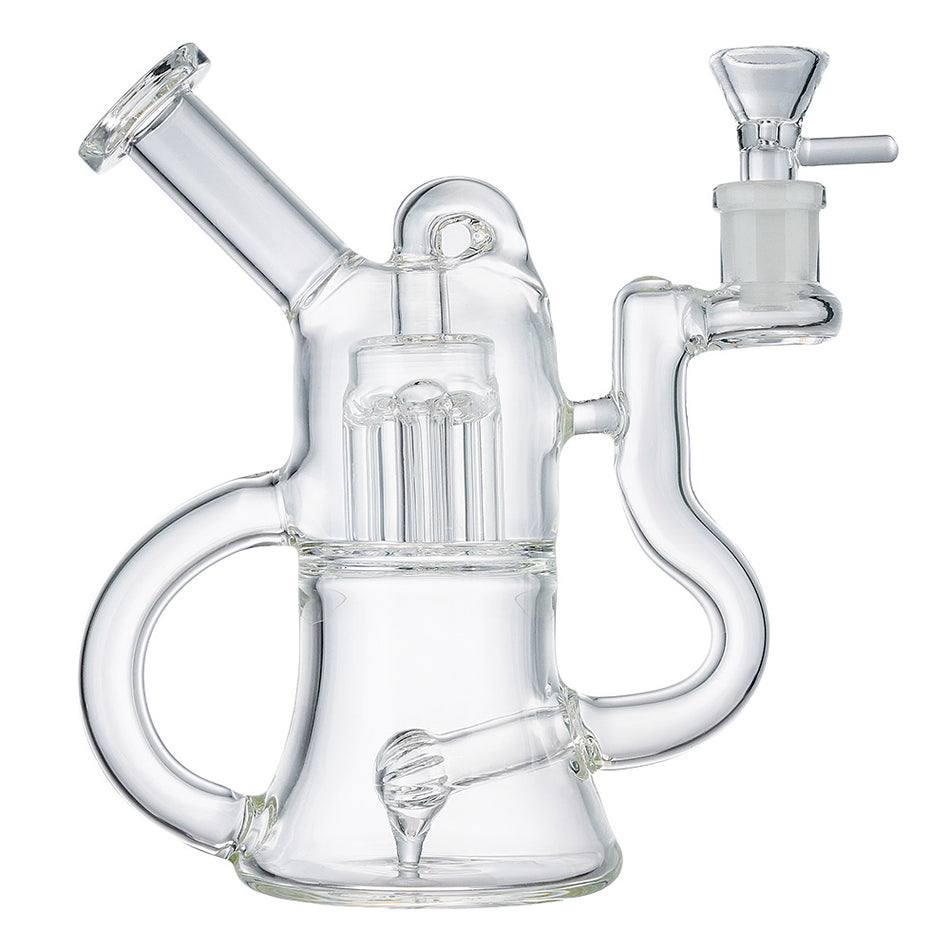(WATER PIPE) 8" HIGH END "TREE PERC RECYCLER" - CLEAR