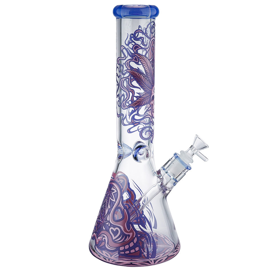 (WATER PIPE) 14" 7mm THICK - SKULL LEAF MONSTER
