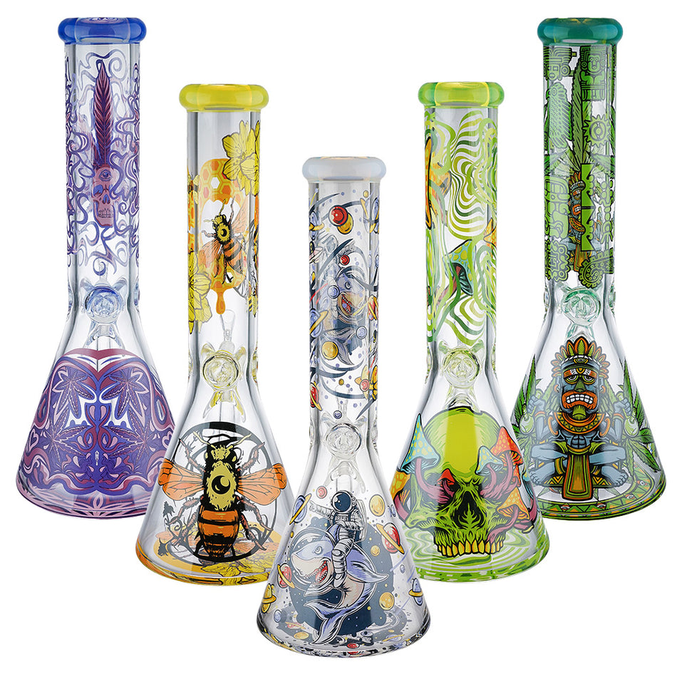 (WATER PIPE) 14" 7mm THICK - HONEY BEE