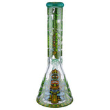 (WATER PIPE) 14" 7mm THICK - AZTEK WARRIOR WITH LEAF
