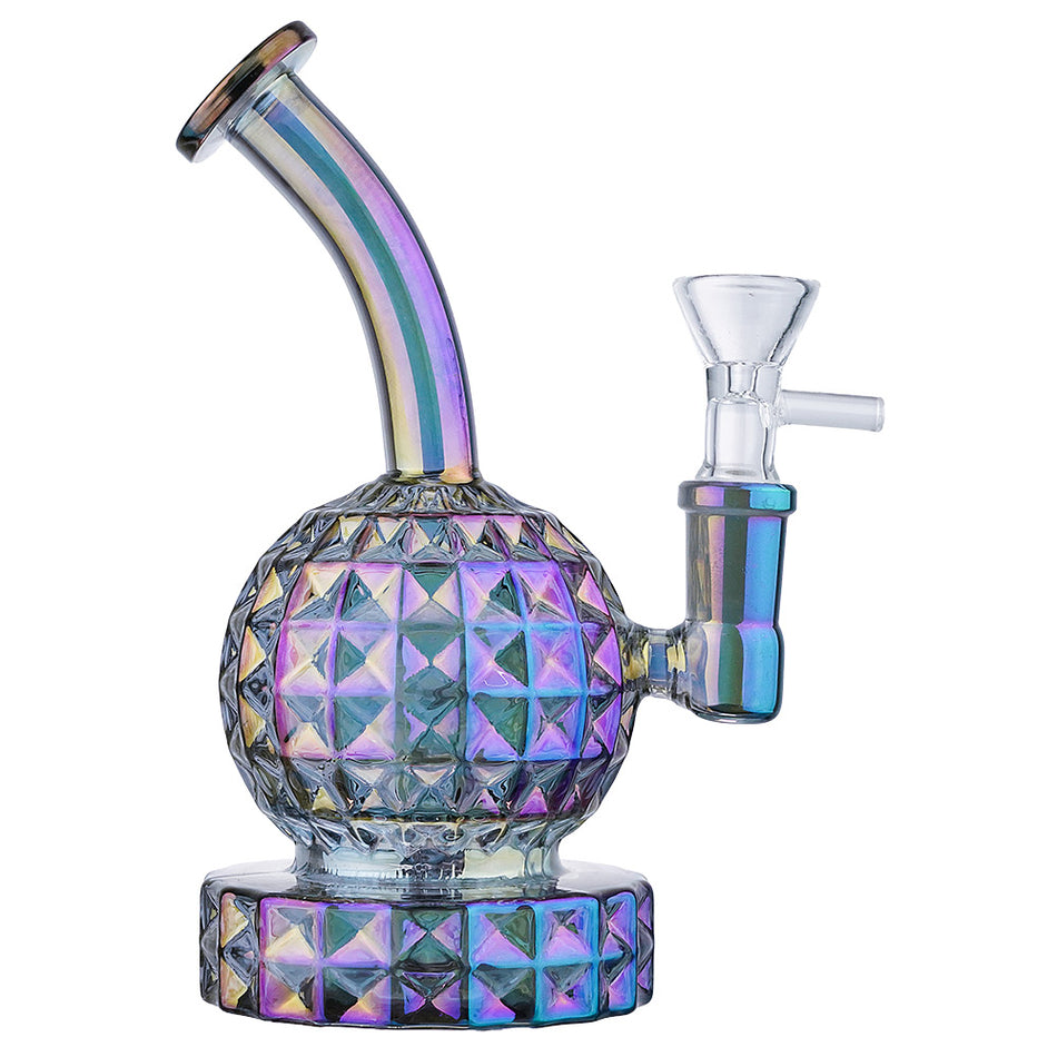 (RIG) 6" DIAMOND CUTS ON SPHERE BODY - PURPLE RAINBOW