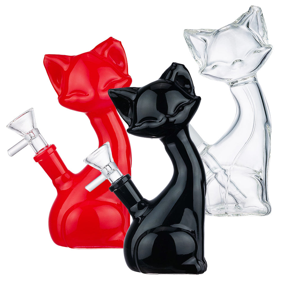 (WATER PIPE) 6.5" KITTY CAT - BLACK