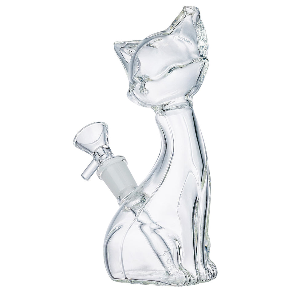 (WATER PIPE) 6.5" KITTY CAT - CLEAR