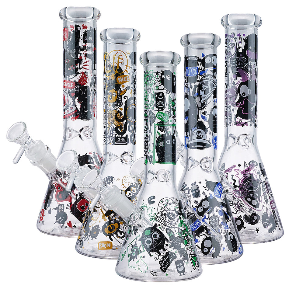 (WATER PIPE) 10" MONSTER GRAFFITTI - YELLOW