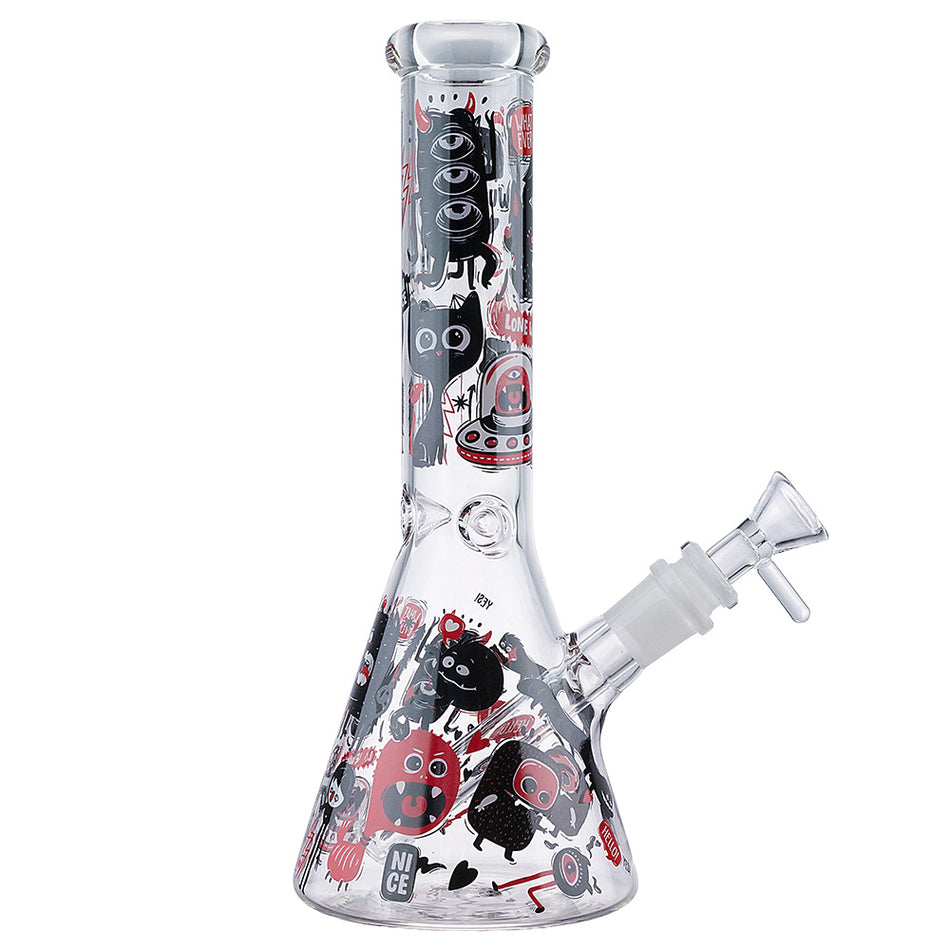 (WATER PIPE) 10" MONSTER GRAFFITTI - RED
