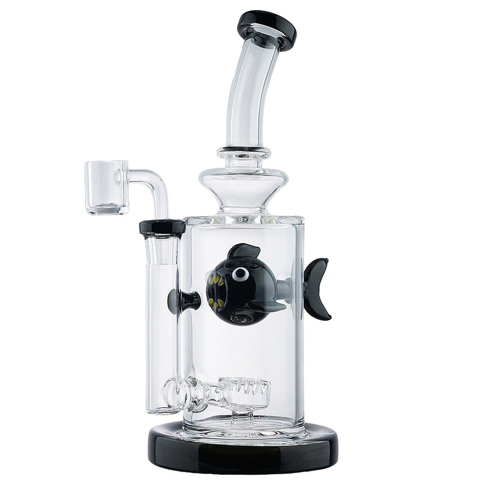 (WATER PIPE) 8.5" SWIMMING FISH - BLACK