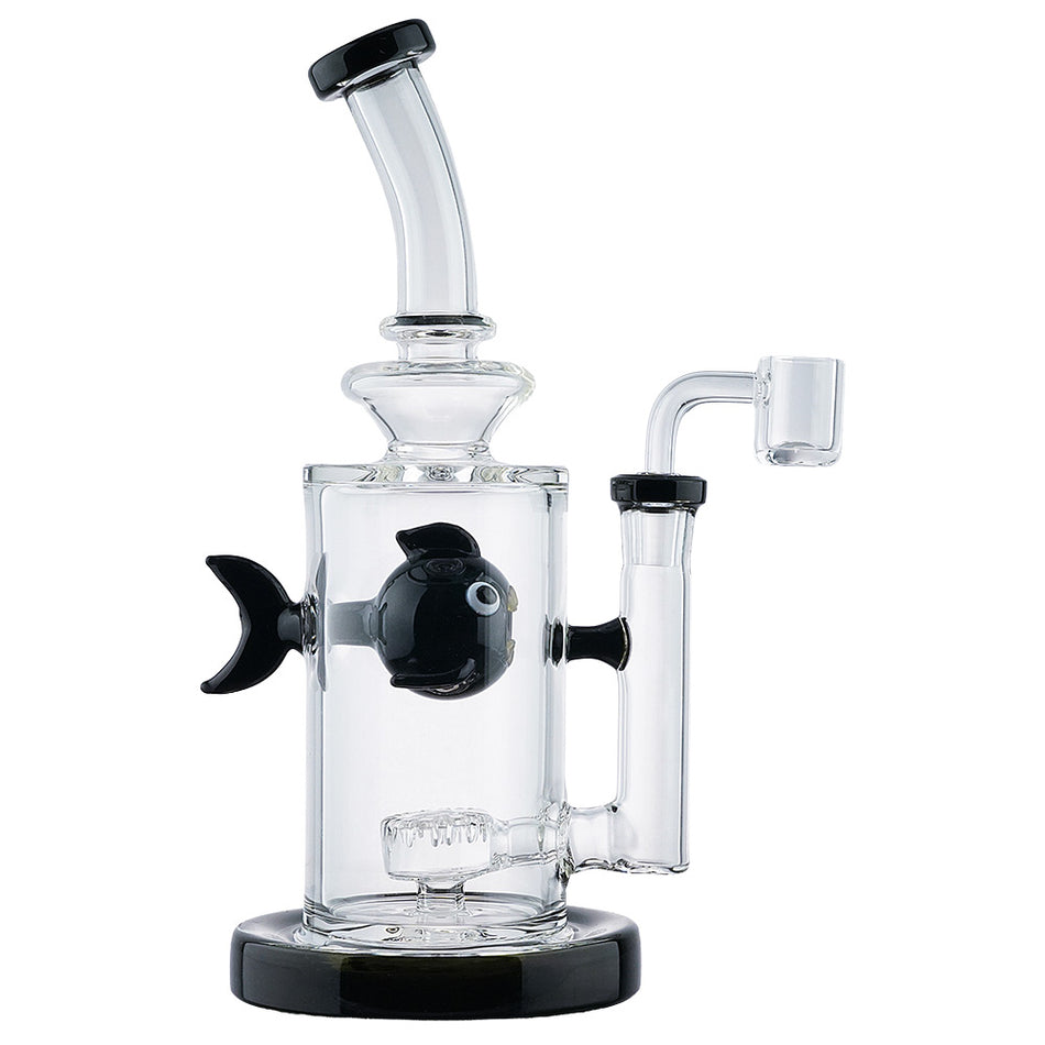 (WATER PIPE) 8.5" SWIMMING FISH - BLACK