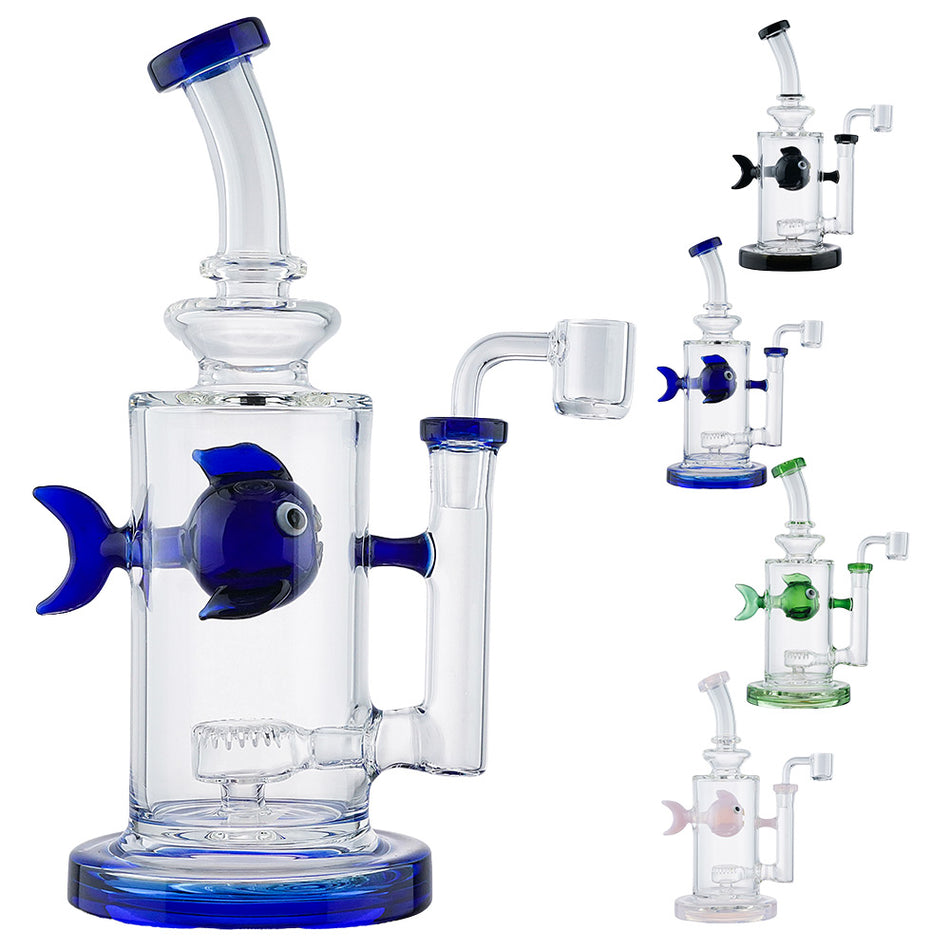 (WATER PIPE) 8.5" SWIMMING FISH - BLUE