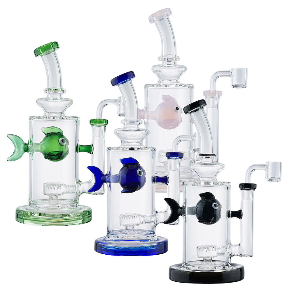 (WATER PIPE) 8.5" SWIMMING FISH - GREEN