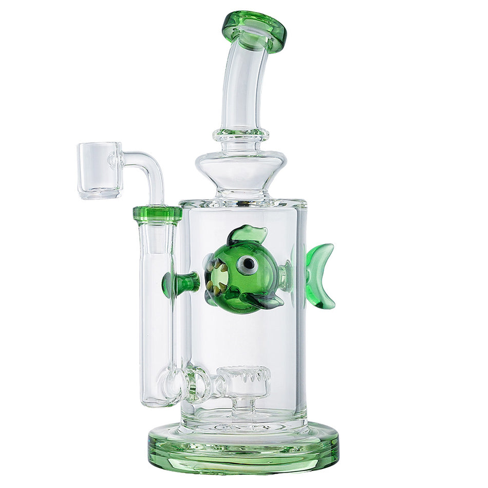(WATER PIPE) 8.5" SWIMMING FISH - GREEN
