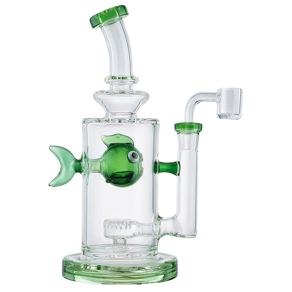 (WATER PIPE) 8.5" SWIMMING FISH - GREEN