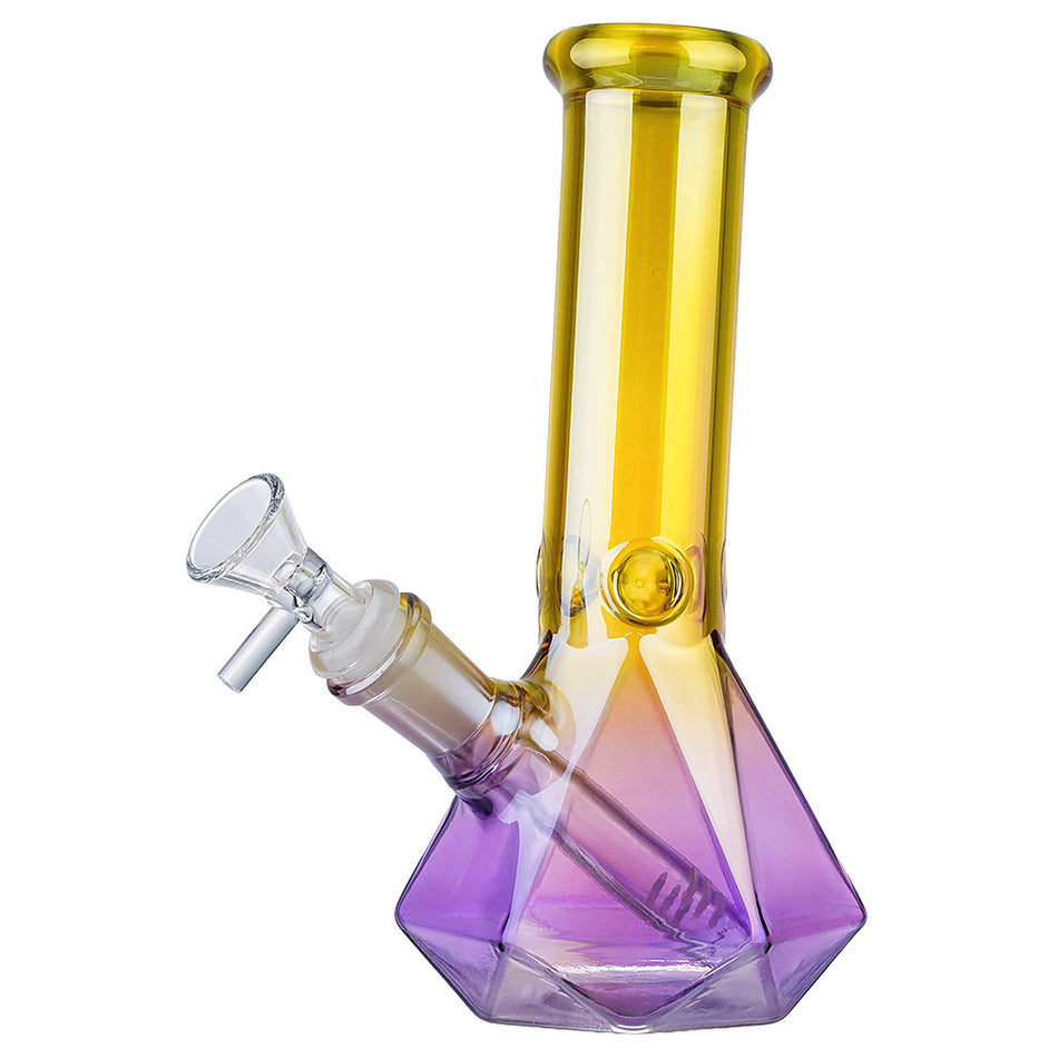(WATER PIPE) 8" POLYGON BASE - YELLOW PINK
