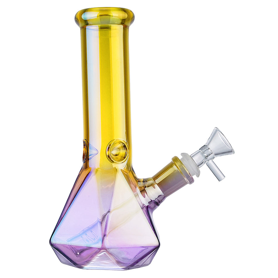 (WATER PIPE) 8" POLYGON BASE - YELLOW PINK