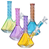 (WATER PIPE) 6.5" TWISTED MOUTHPIECE OCTAGON BASE - BLUE
