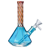 (WATER PIPE) 6.5" TWISTED MOUTHPIECE OCTAGON BASE - BLUE