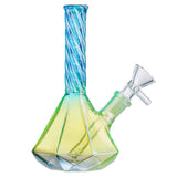(WATER PIPE) 6.5" TWISTED MOUTHPIECE OCTAGON BASE - GREEN