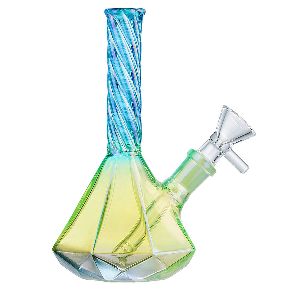 (WATER PIPE) 6.5" TWISTED MOUTHPIECE OCTAGON BASE - GREEN