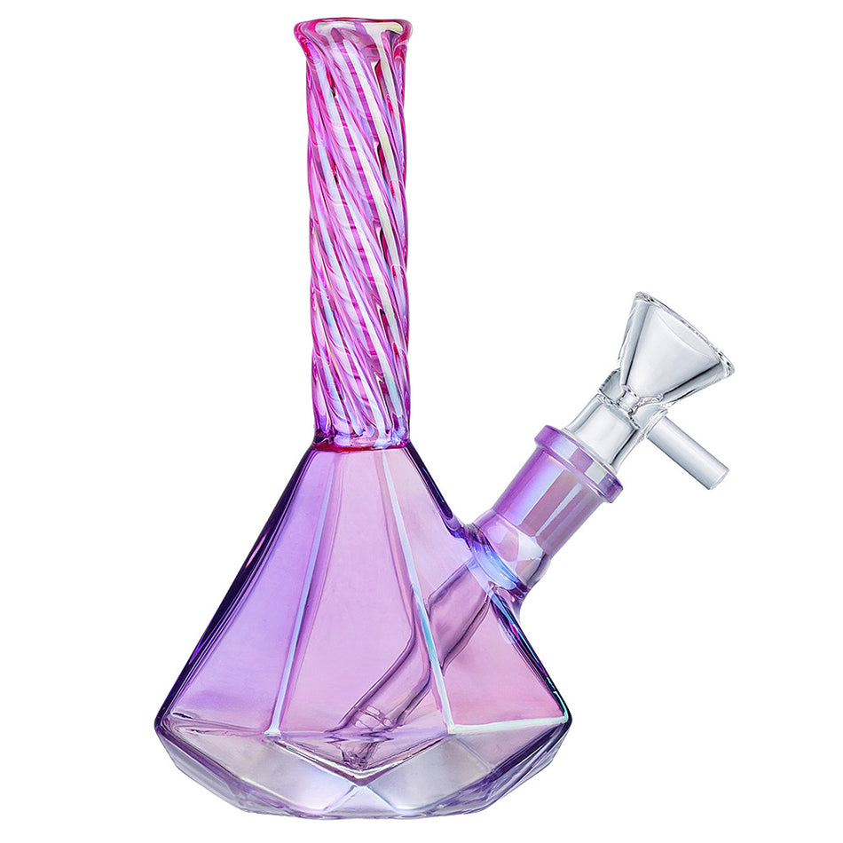 (WATER PIPE) 6.5" TWISTED MOUTHPIECE OCTAGON BASE - PURPLE