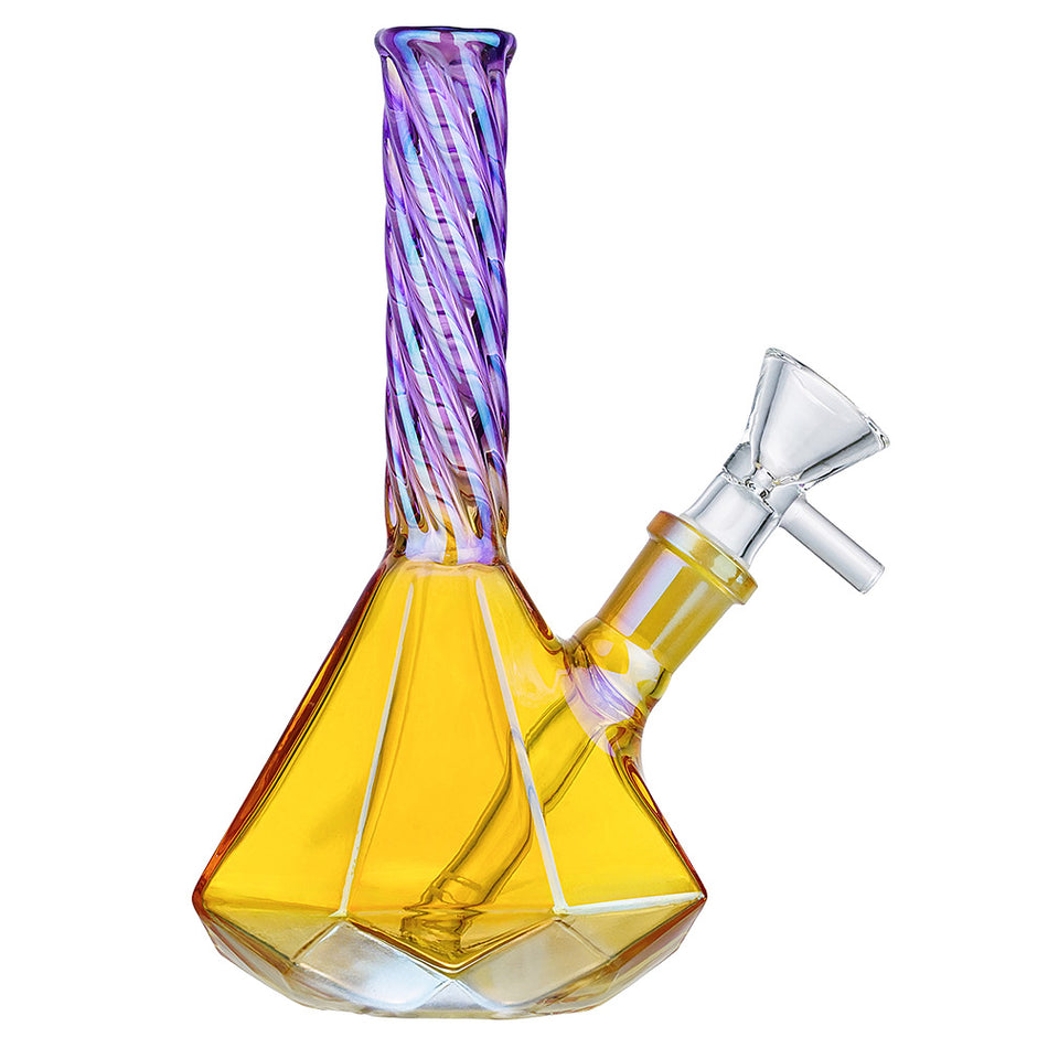 (WATER PIPE) 6.5" TWISTED MOUTHPIECE OCTAGON BASE - YELLOW