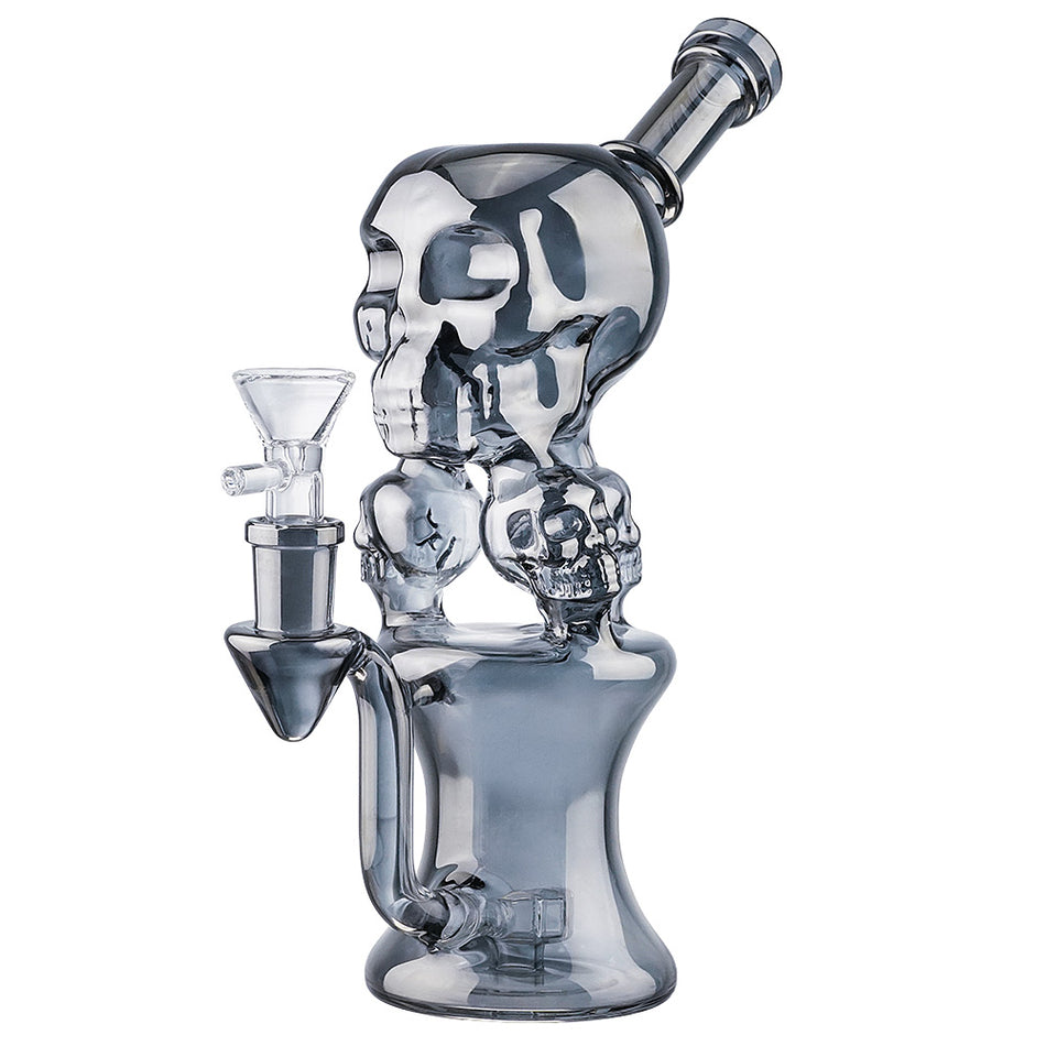 (WATER PIPE) 9.5" SKULL - CHROME
