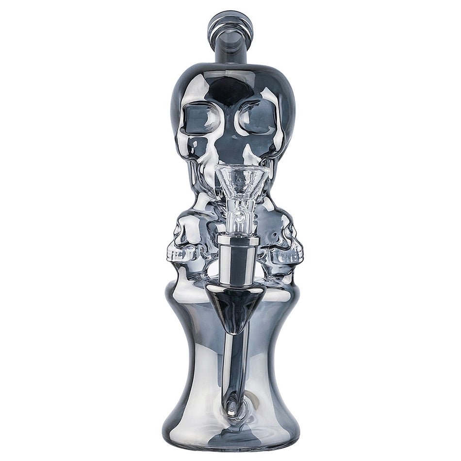 (WATER PIPE) 9.5" SKULL - CHROME